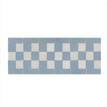 Mosaic House Moroccan tile Dama 20-1 Sea Blue White  zellige, mosaic, zellij, border, glaze, simple, squares, classic 